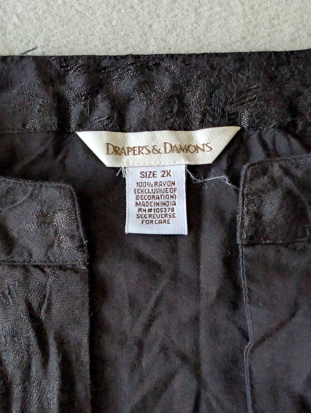 Vintage Beaded Patchwork Open Shirt Top 2X Black Teal Embroidered Artsy Boho image 8